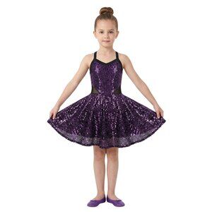 Weissman Girls Black Purple Sequin Dance Dress